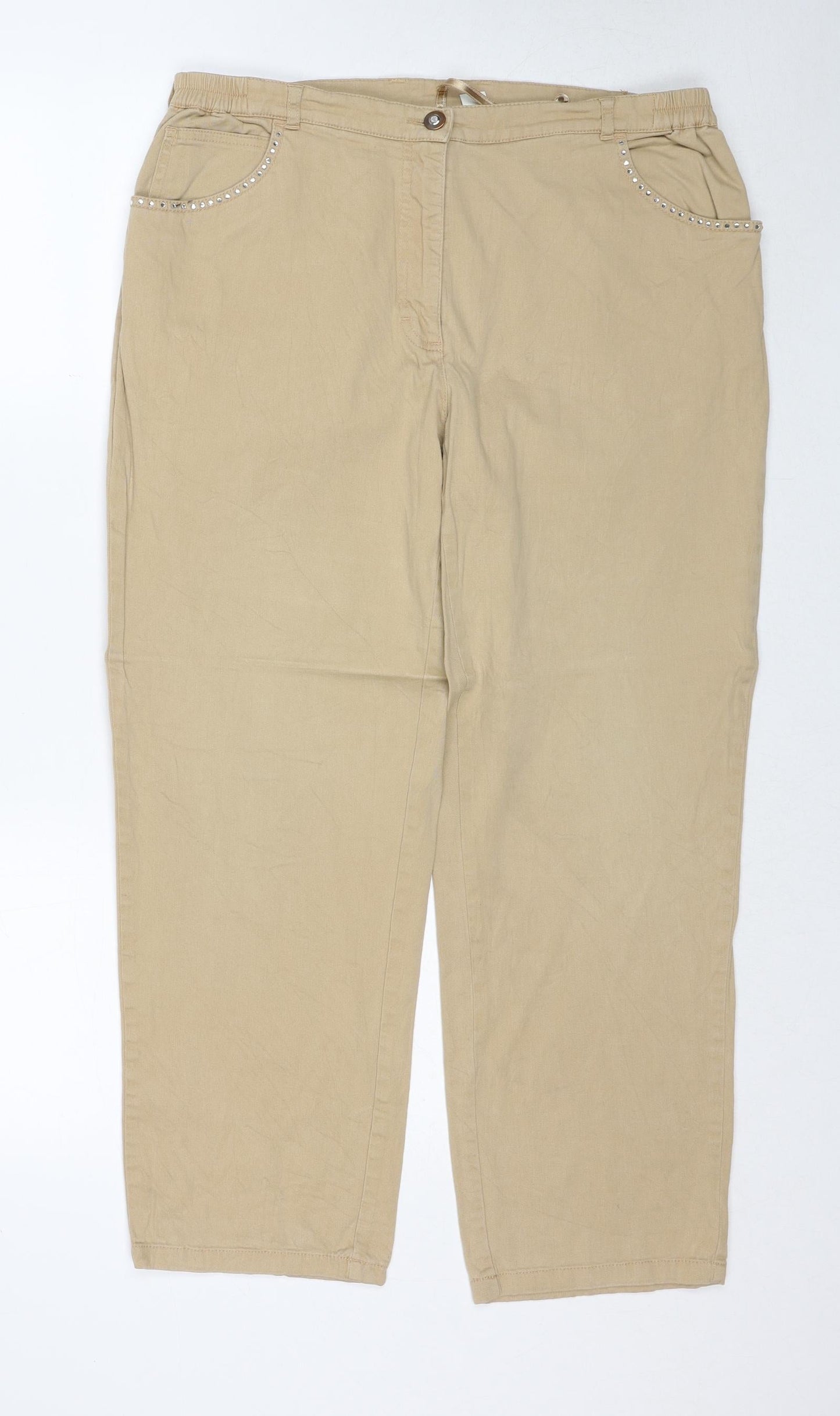 Atelier Womens Beige Cotton Straight Jeans Size 34 in Regular Zip