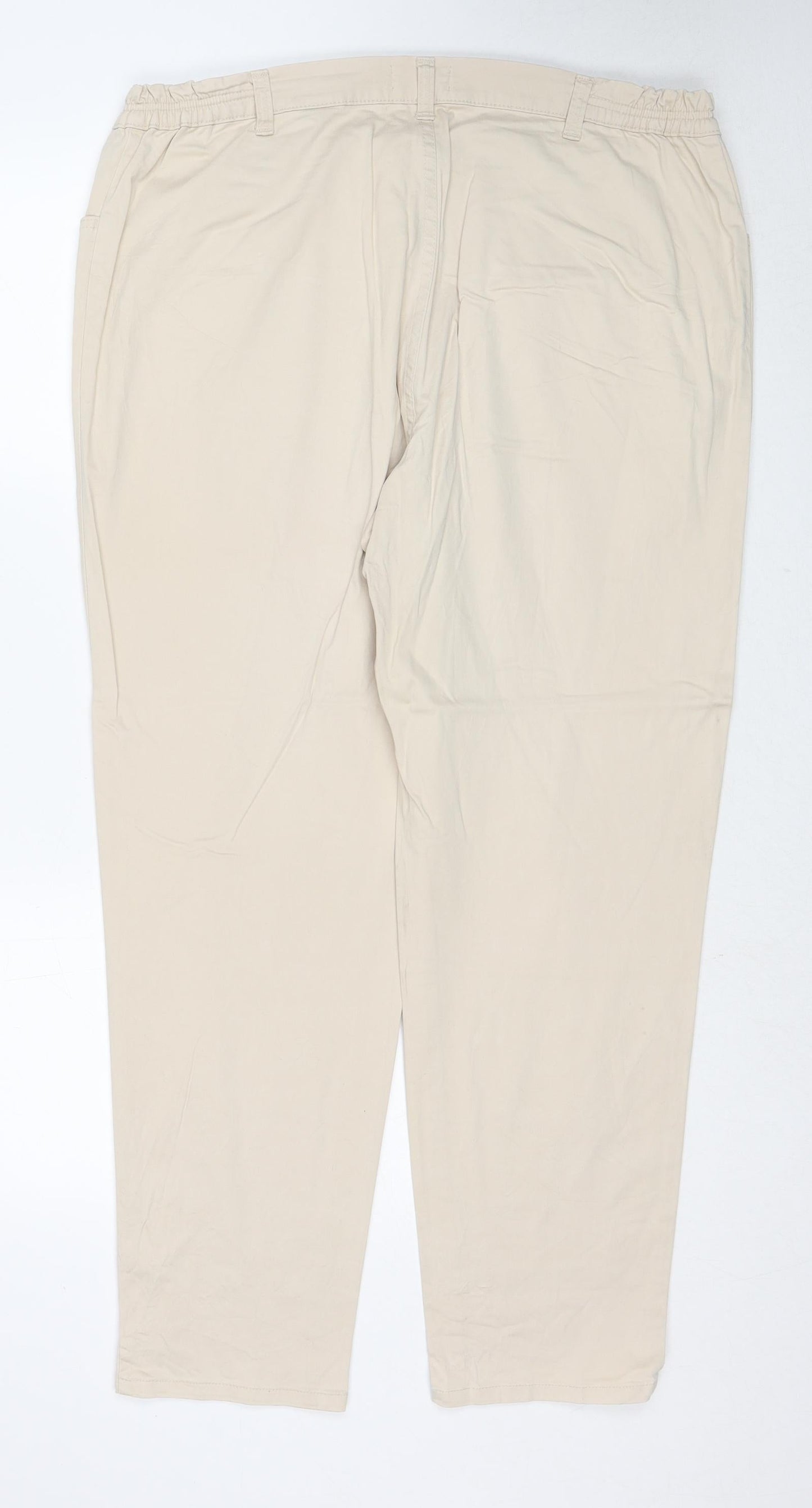 Pioneer Womens Beige Cotton Trousers Size 48 in L29 in Regular Zip
