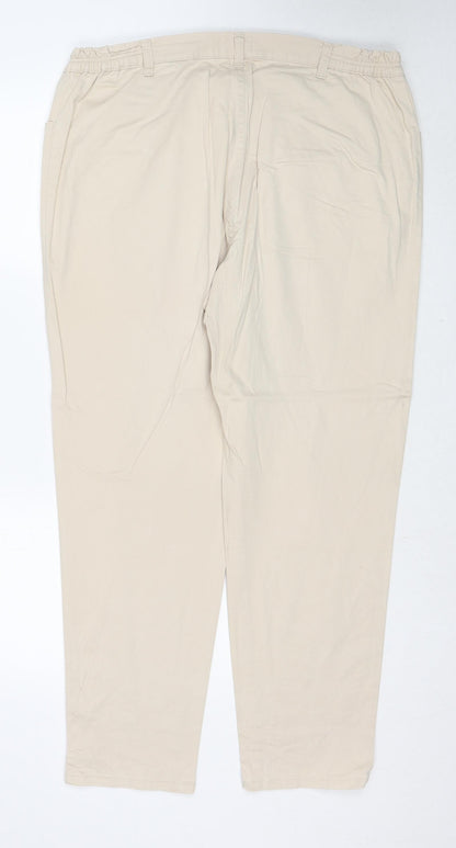 Pioneer Womens Beige Cotton Trousers Size 48 in L29 in Regular Zip