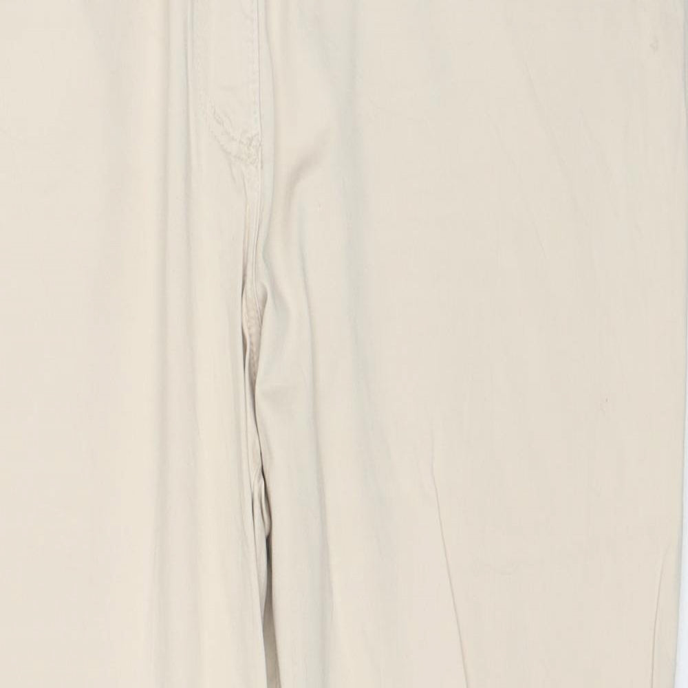 Pioneer Womens Beige Cotton Trousers Size 48 in L29 in Regular Zip