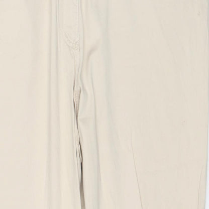 Pioneer Womens Beige Cotton Trousers Size 48 in L29 in Regular Zip