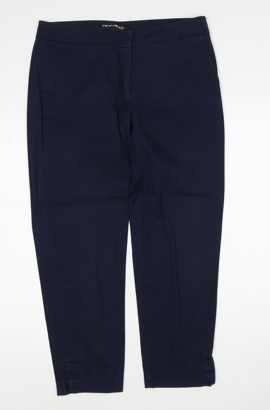 Domina Womens Blue Cotton Trousers Size 12 Regular Zip