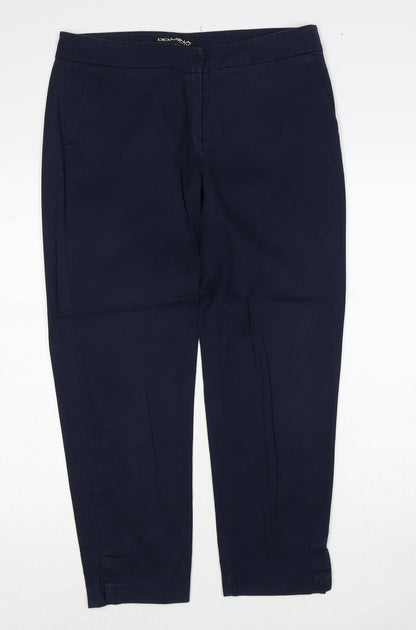 Domina Womens Blue Cotton Trousers Size 12 Regular Zip