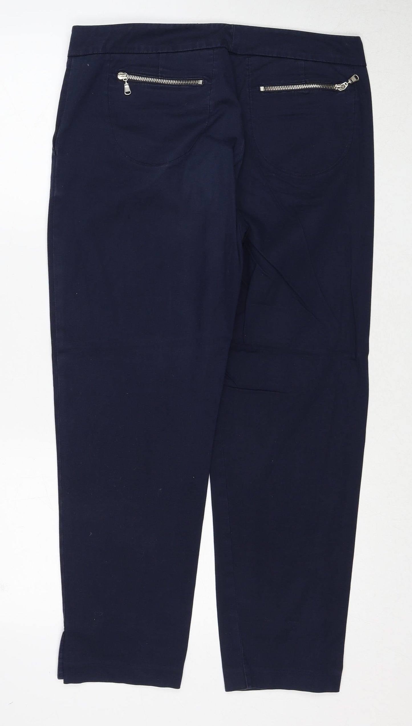 Domina Womens Blue Cotton Trousers Size 12 Regular Zip