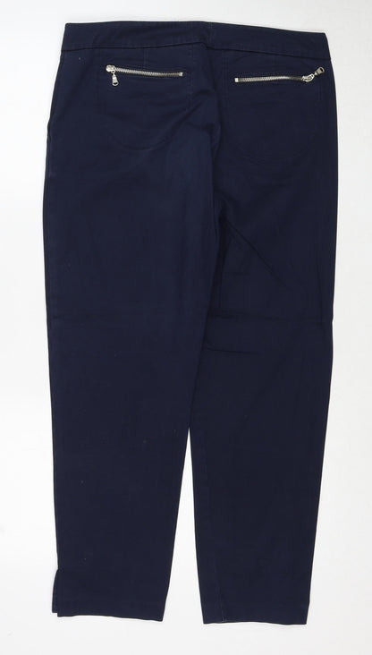 Domina Womens Blue Cotton Trousers Size 12 Regular Zip