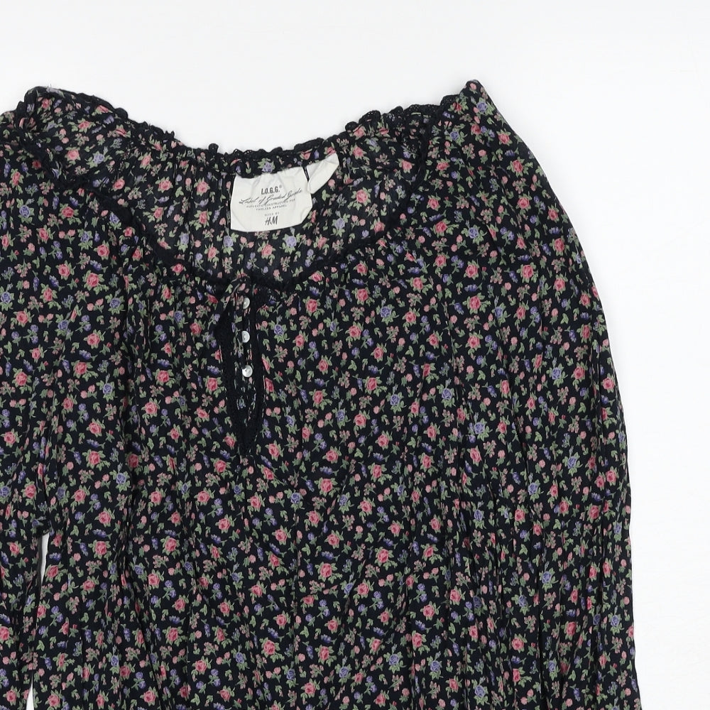 Womens UK Size 10 H&M Black Basic Blouse