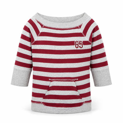 NEXT Girls Grey Striped Cotton Pullover Sweatshirt Size 9-10 Years Pullover