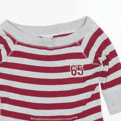 NEXT Girls Grey Striped Cotton Pullover Sweatshirt Size 9-10 Years Pullover