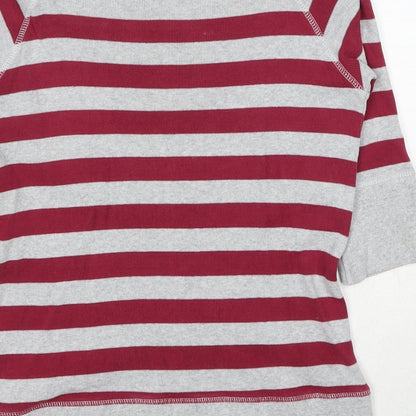 NEXT Girls Grey Striped Cotton Pullover Sweatshirt Size 9-10 Years Pullover