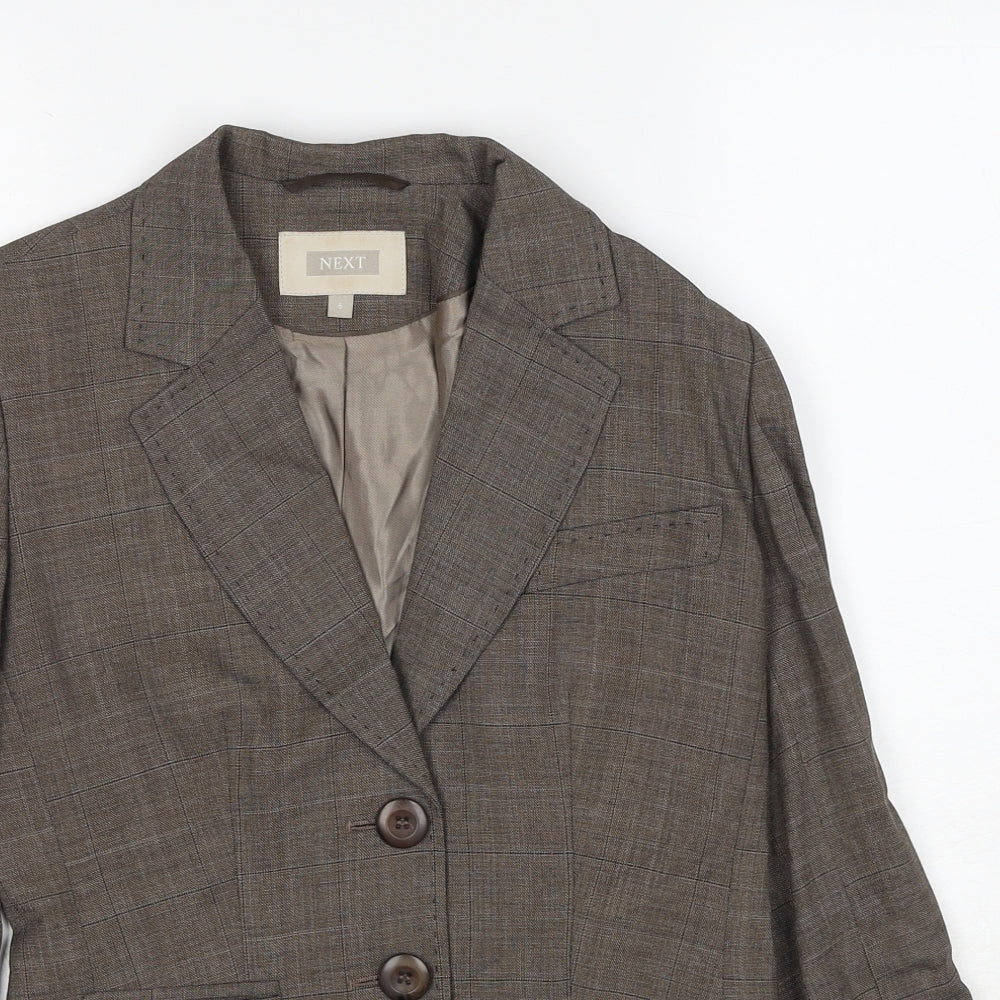 NEXT Womens Brown Check Wool Jacket Suit Jacket Size 6