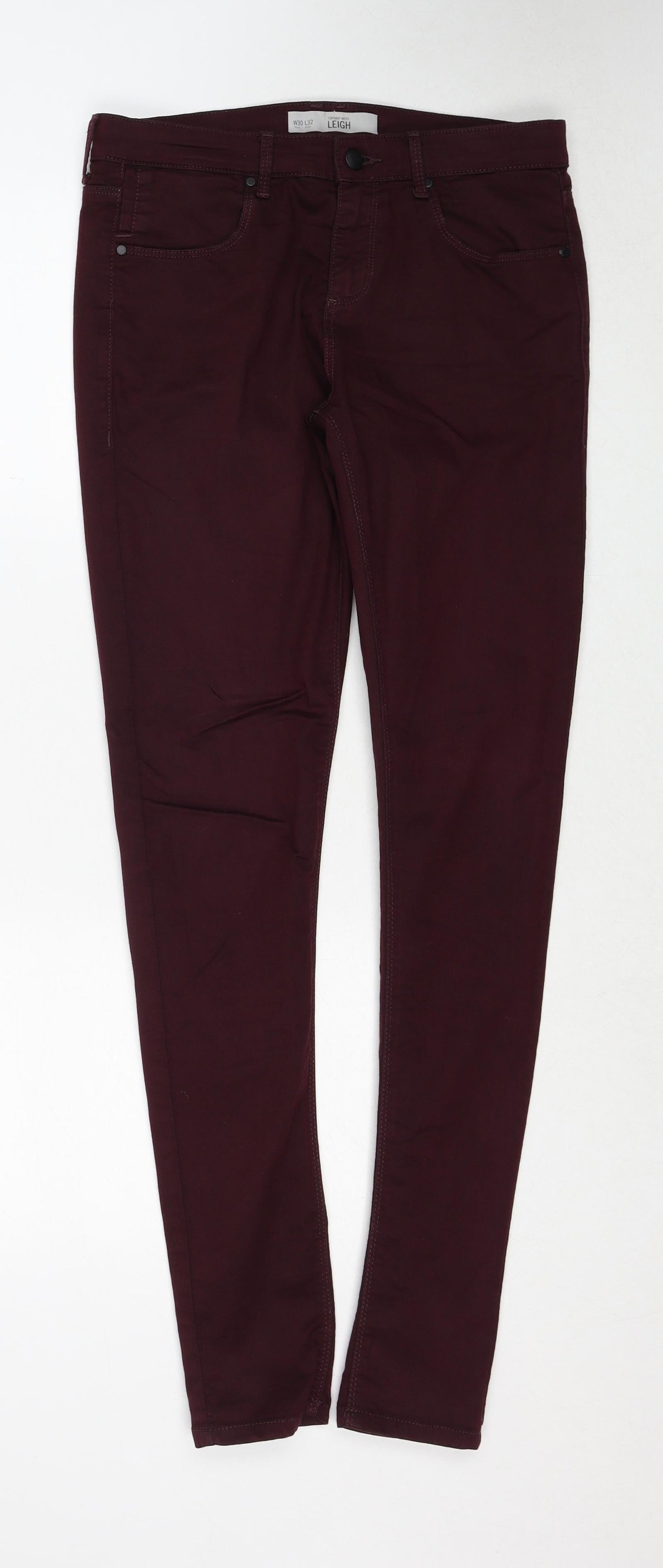 Topshop Womens Red Cotton Skinny Jeans Size 30 in L32 in Regular Zip