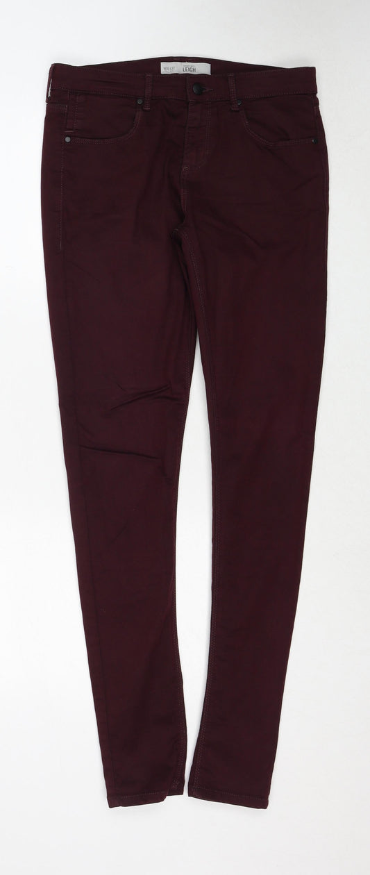 Topshop Womens Red Cotton Skinny Jeans Size 30 in L32 in Regular Zip