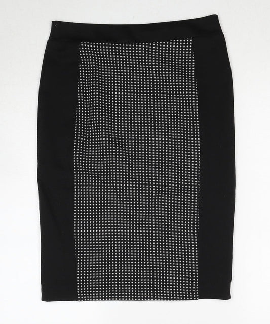 Debenhams Womens Black Polka Dot Polyester Straight & Pencil Skirt Size 10