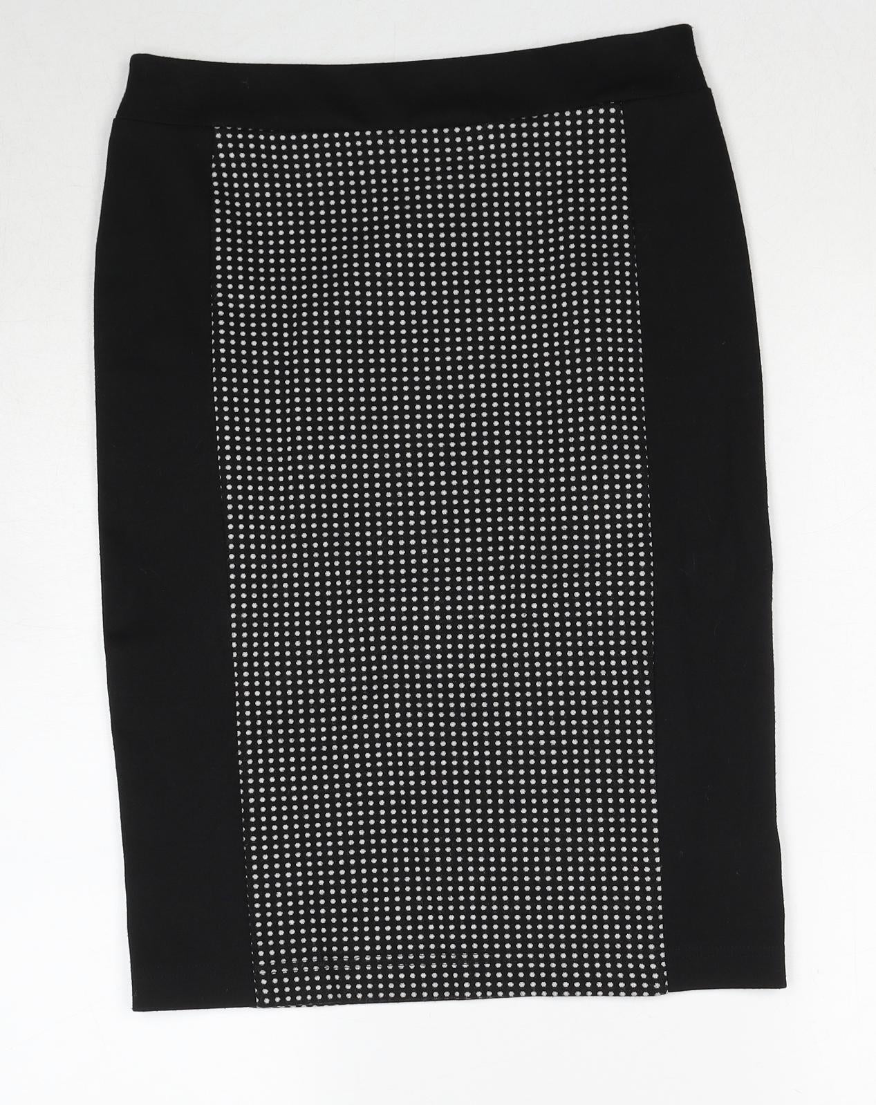 Debenhams Womens Black Polka Dot Polyester Straight & Pencil Skirt Size 10