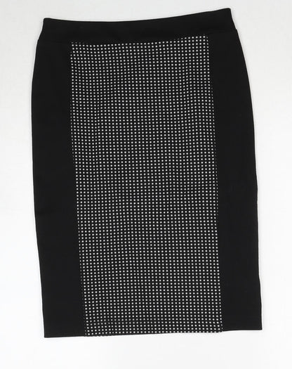 Debenhams Womens Black Polka Dot Polyester Straight & Pencil Skirt Size 10
