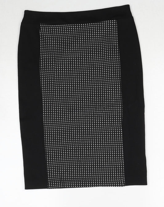 Debenhams Womens Black Polka Dot Polyester Straight & Pencil Skirt Size 10