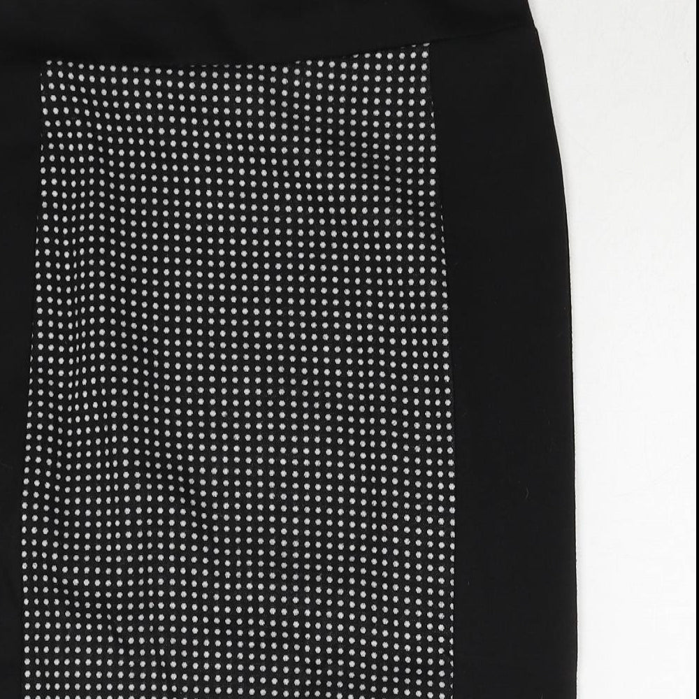 Debenhams Womens Black Polka Dot Polyester Straight & Pencil Skirt Size 10