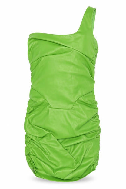 PRETTYLITTLETHING Womens Green Polyester Bodycon Size 6 One Shoulder Pullover
