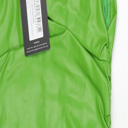PRETTYLITTLETHING Womens Green Polyester Bodycon Size 6 One Shoulder Pullover