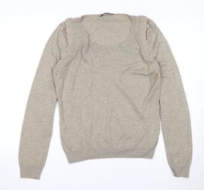 Womens UK Size 14 Dorothy Perkins Beige Pullover Jumper