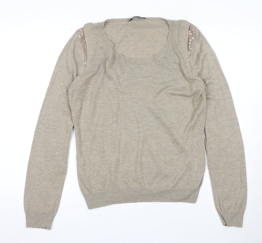 Womens UK Size 14 Dorothy Perkins Beige Pullover Jumper