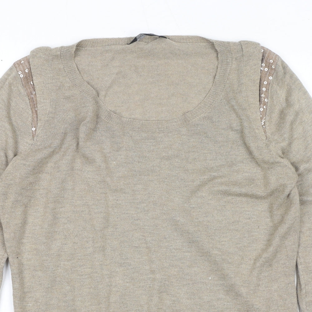 Womens UK Size 14 Dorothy Perkins Beige Pullover Jumper