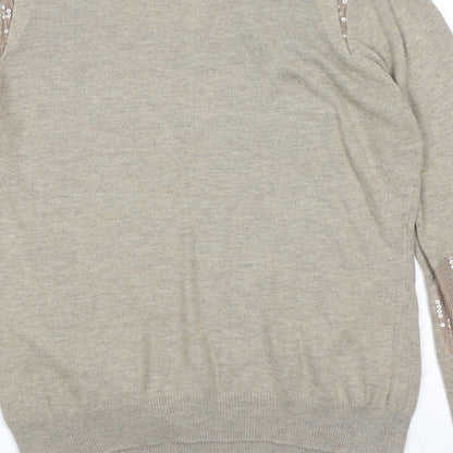 Womens UK Size 14 Dorothy Perkins Beige Pullover Jumper