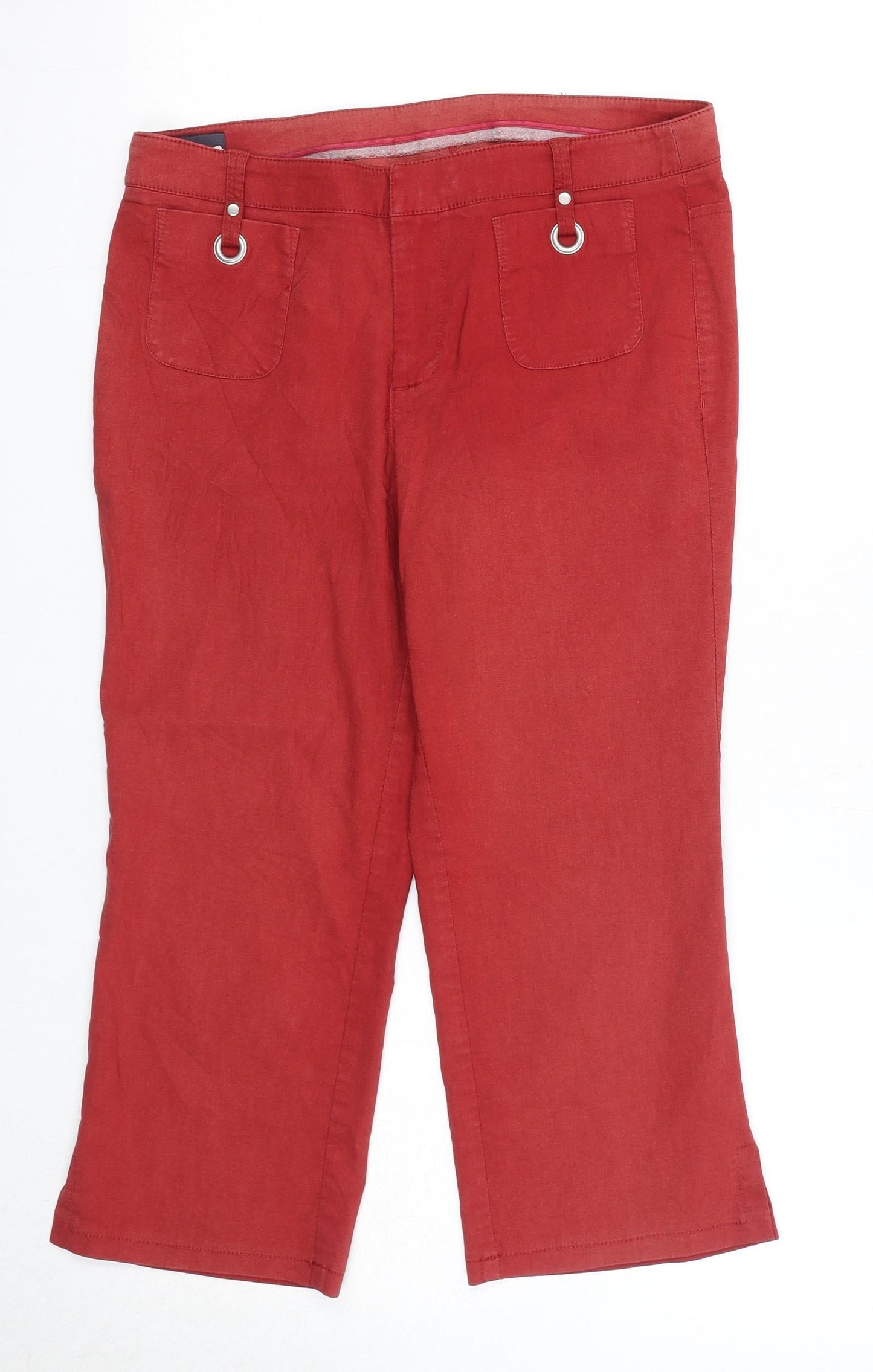 Mexx Womens Red Cotton Trousers Size 10 Regular Zip