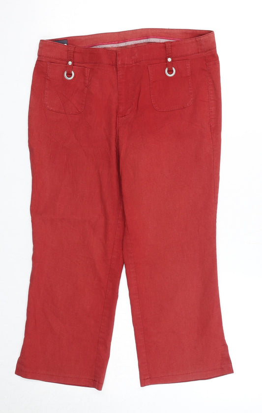 Mexx Womens Red Cotton Trousers Size 10 Regular Zip