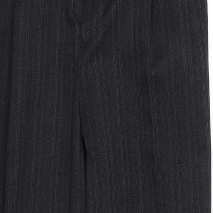 GP Mens Black Striped Polyester Trousers Size 38 in L23 in Regular Zip