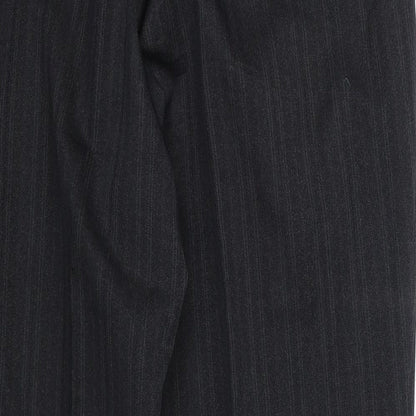 GP Mens Black Striped Polyester Trousers Size 38 in L23 in Regular Zip