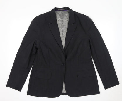 Simon Jersey Womens Grey Polyester Jacket Suit Jacket Size 16 Button