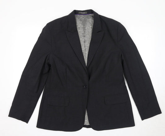 Simon Jersey Womens Grey Polyester Jacket Suit Jacket Size 16 Button