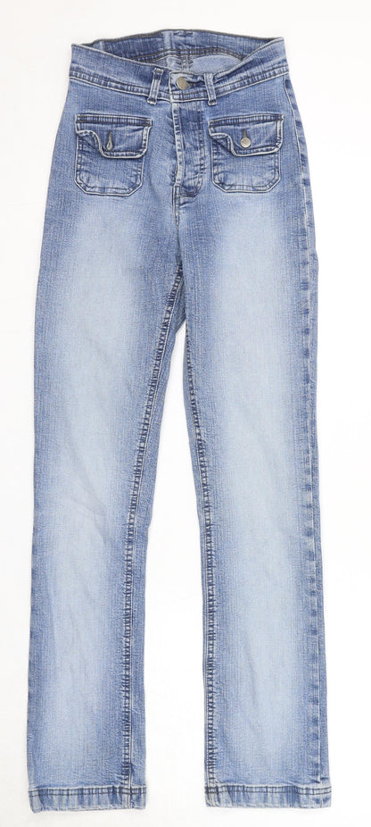 Patrol Womens Blue Cotton Straight Jeans Size 24 in L30 in Regular Zip