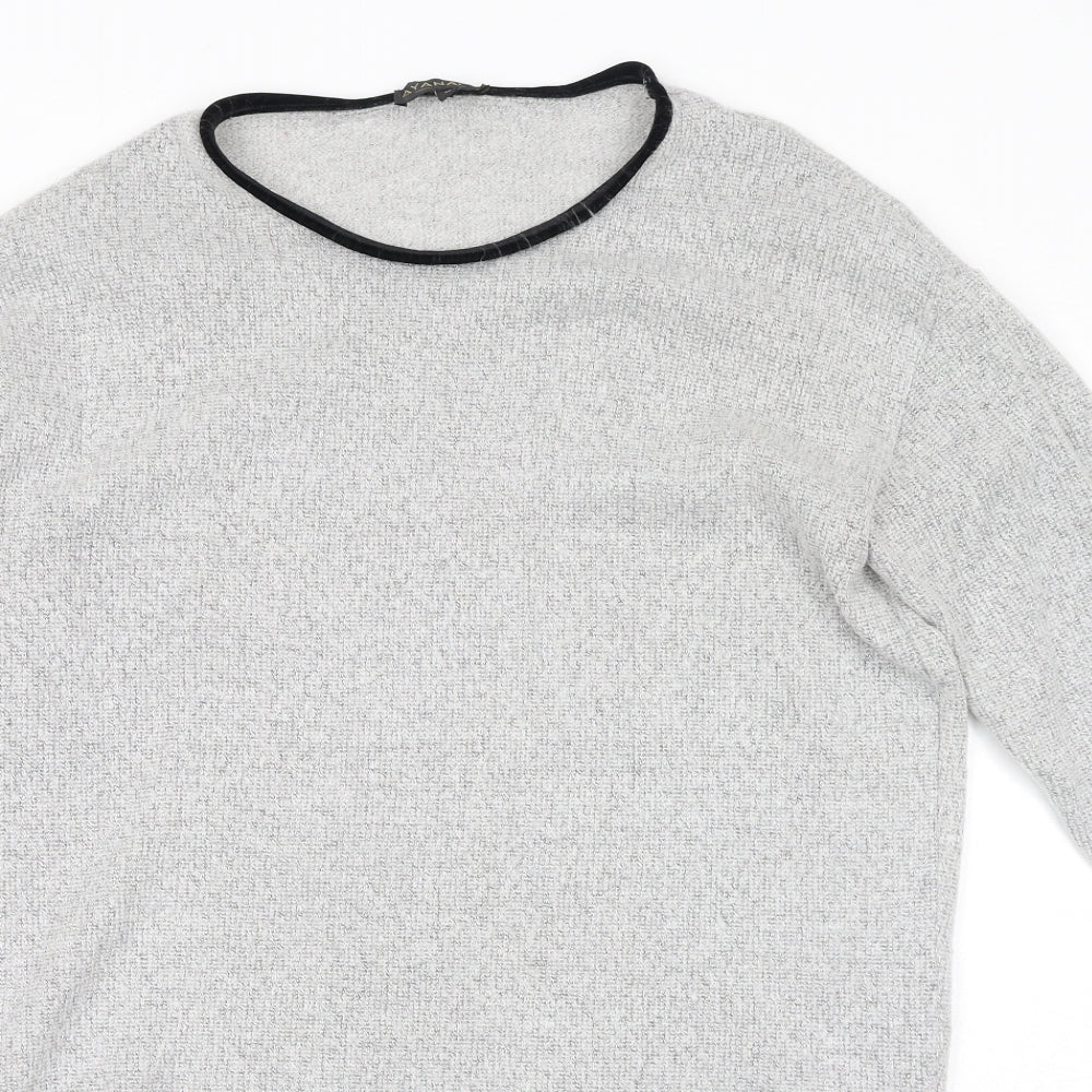 Ayanapa Womens Grey Round Neck Polyester Pullover Jumper Size M
