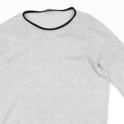 Ayanapa Womens Grey Round Neck Polyester Pullover Jumper Size M