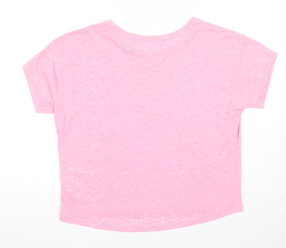 H&M Girls Pink Cotton Pullover T-Shirt Size 13-14 Years Round Neck Pullover - Take Me to the Ocean