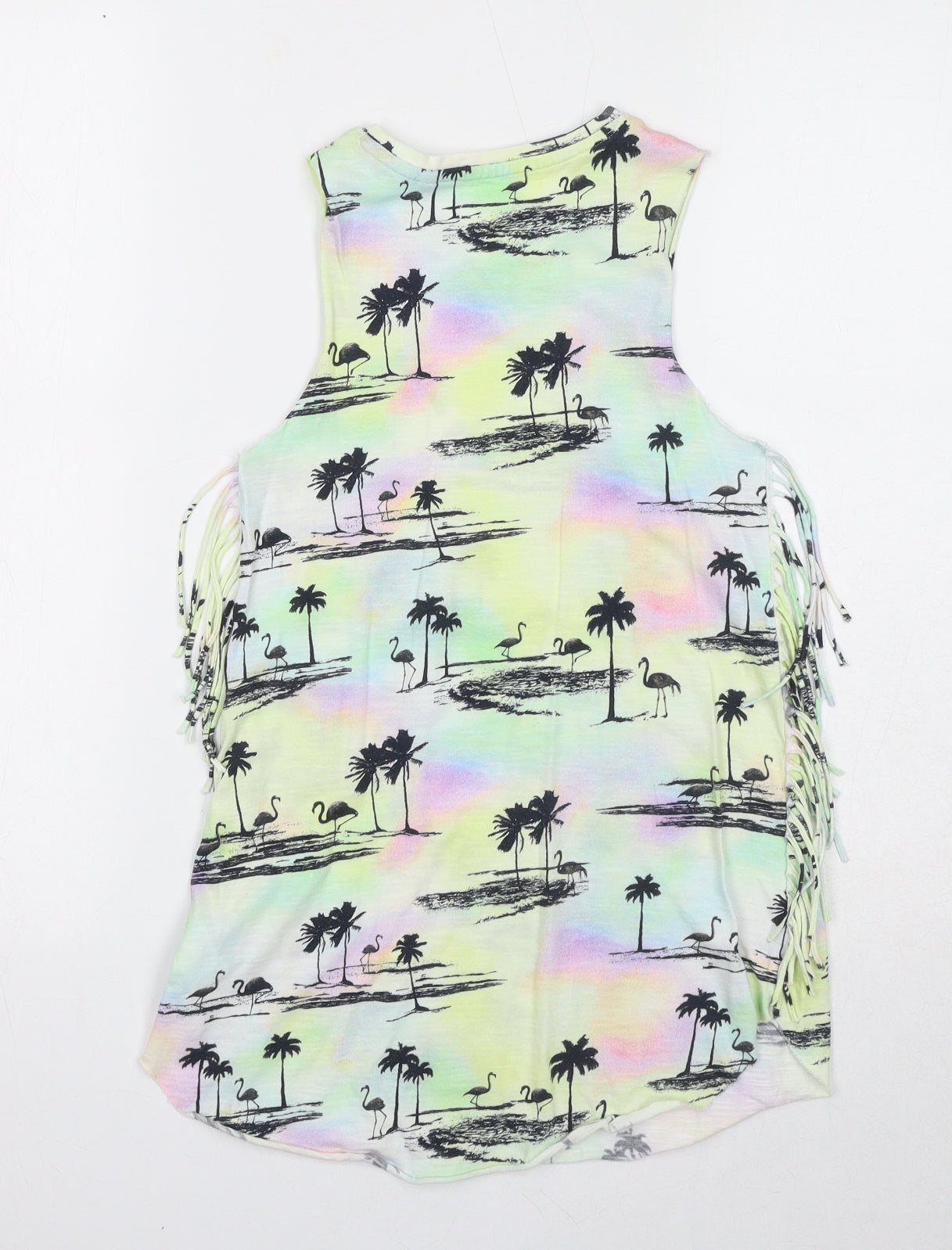 NEXT Girls Multicoloured Geometric Cotton Pullover Tank Size 6 Years Round Neck Pullover - Palm Tree Print
