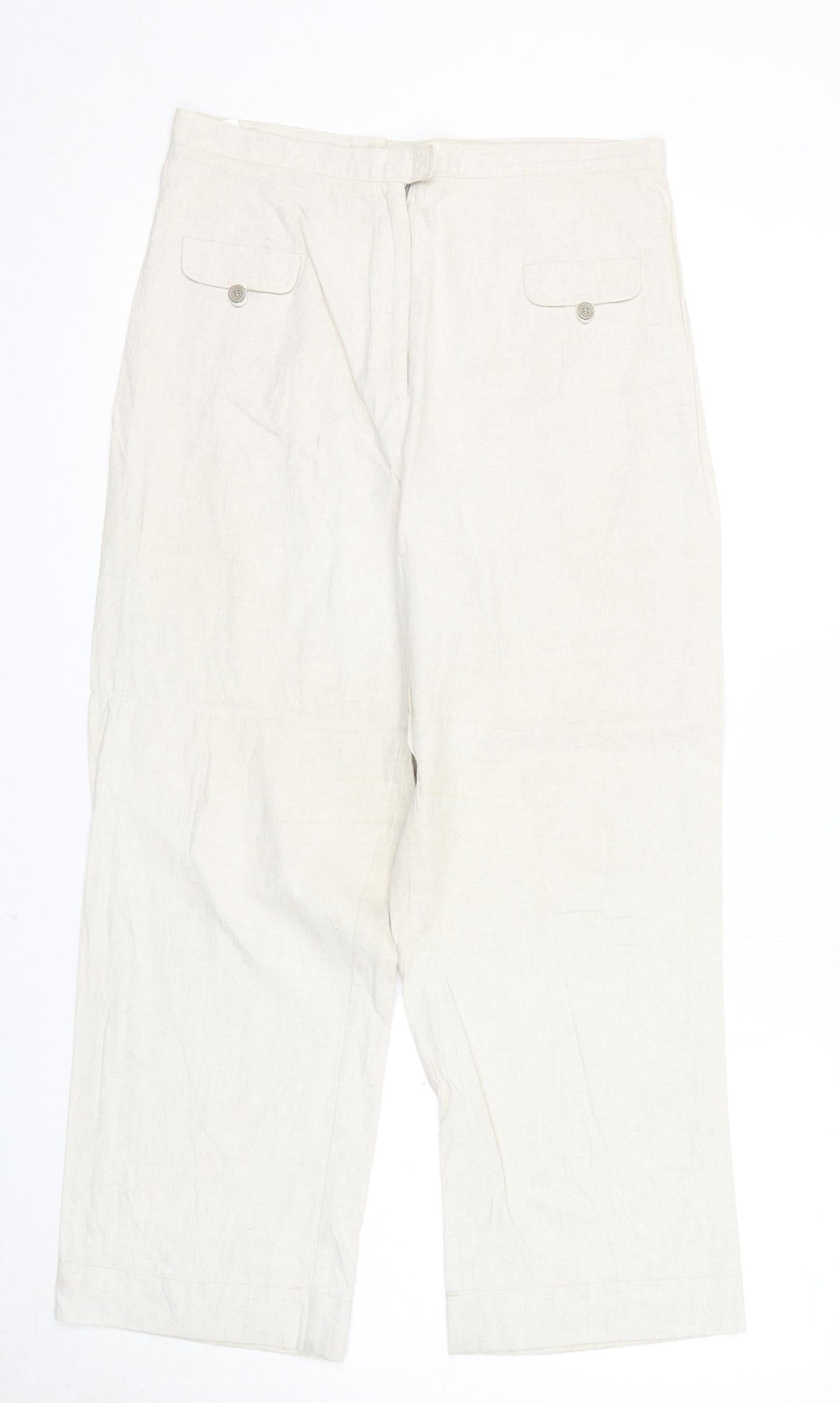 Finess Womens Beige Linen Trousers Size 14 Regular Zip