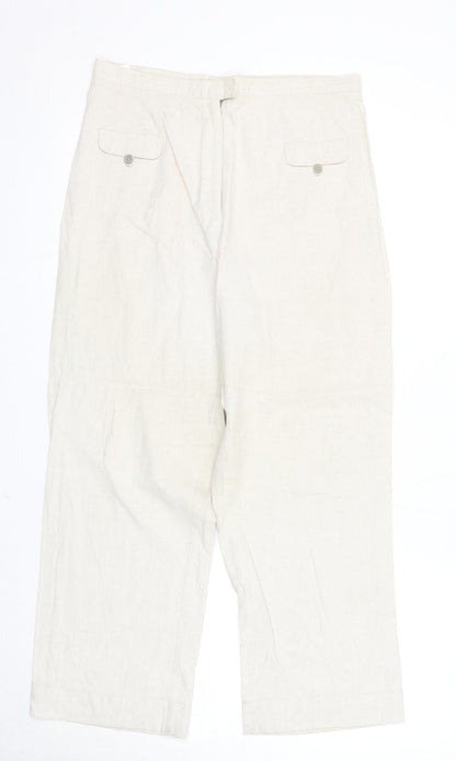 Finess Womens Beige Linen Trousers Size 14 Regular Zip
