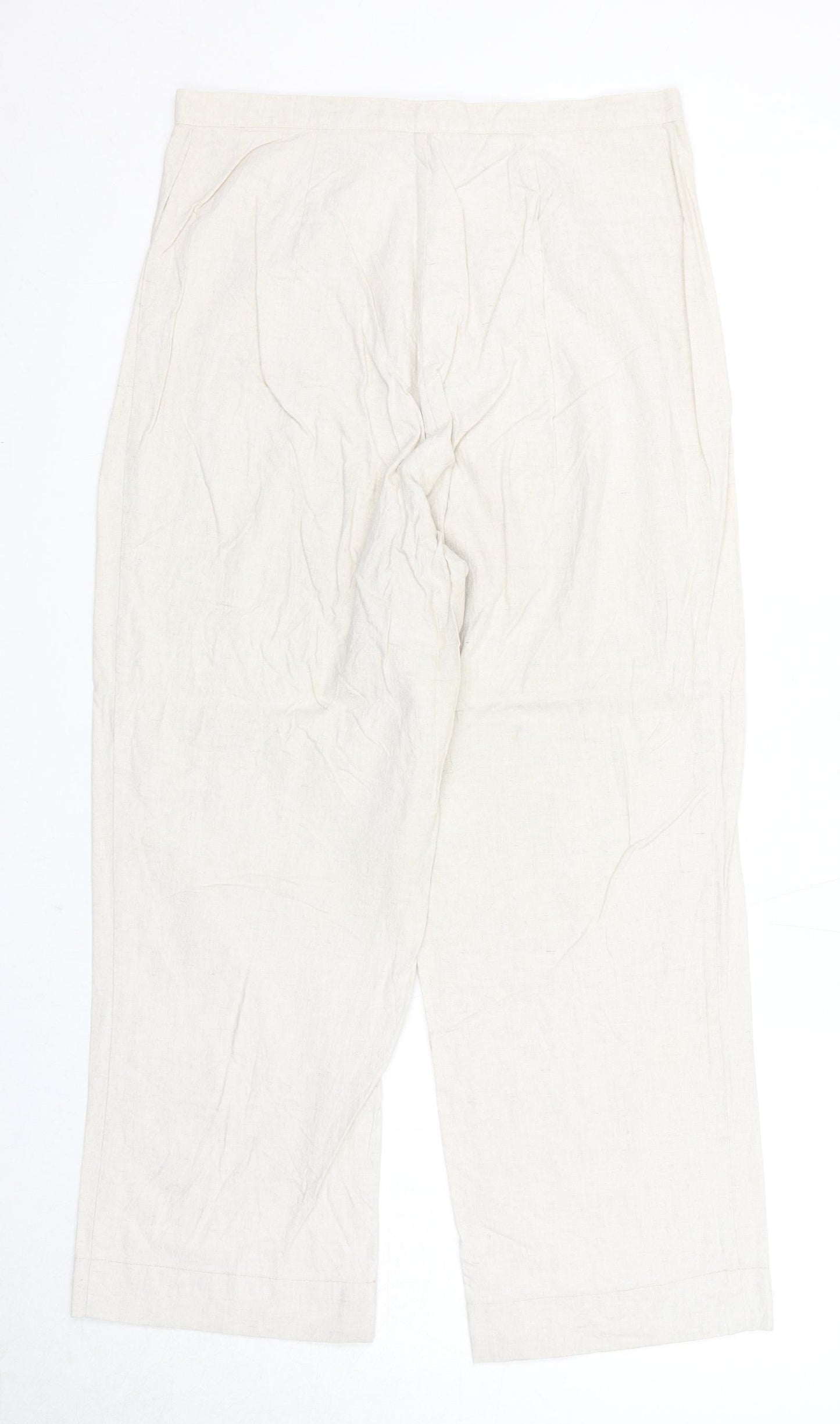 Finess Womens Beige Linen Trousers Size 14 Regular Zip
