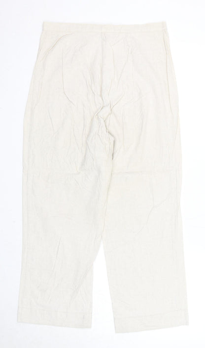 Finess Womens Beige Linen Trousers Size 14 Regular Zip