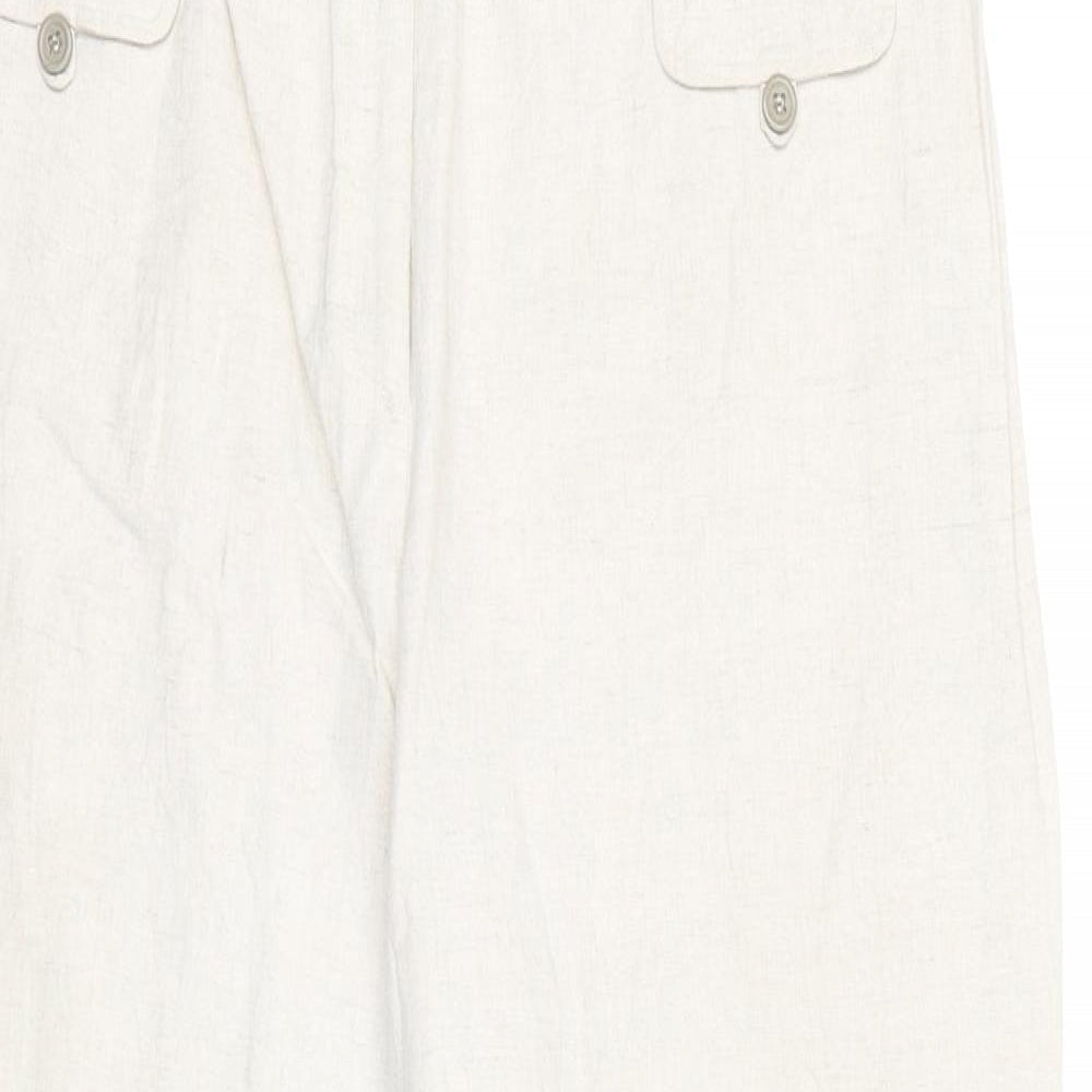 Finess Womens Beige Linen Trousers Size 14 Regular Zip
