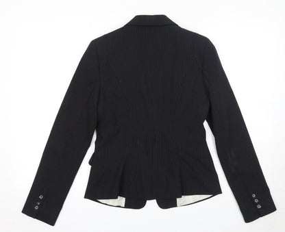 New Look Womens Black Striped Polyester Jacket Suit Jacket Size 12