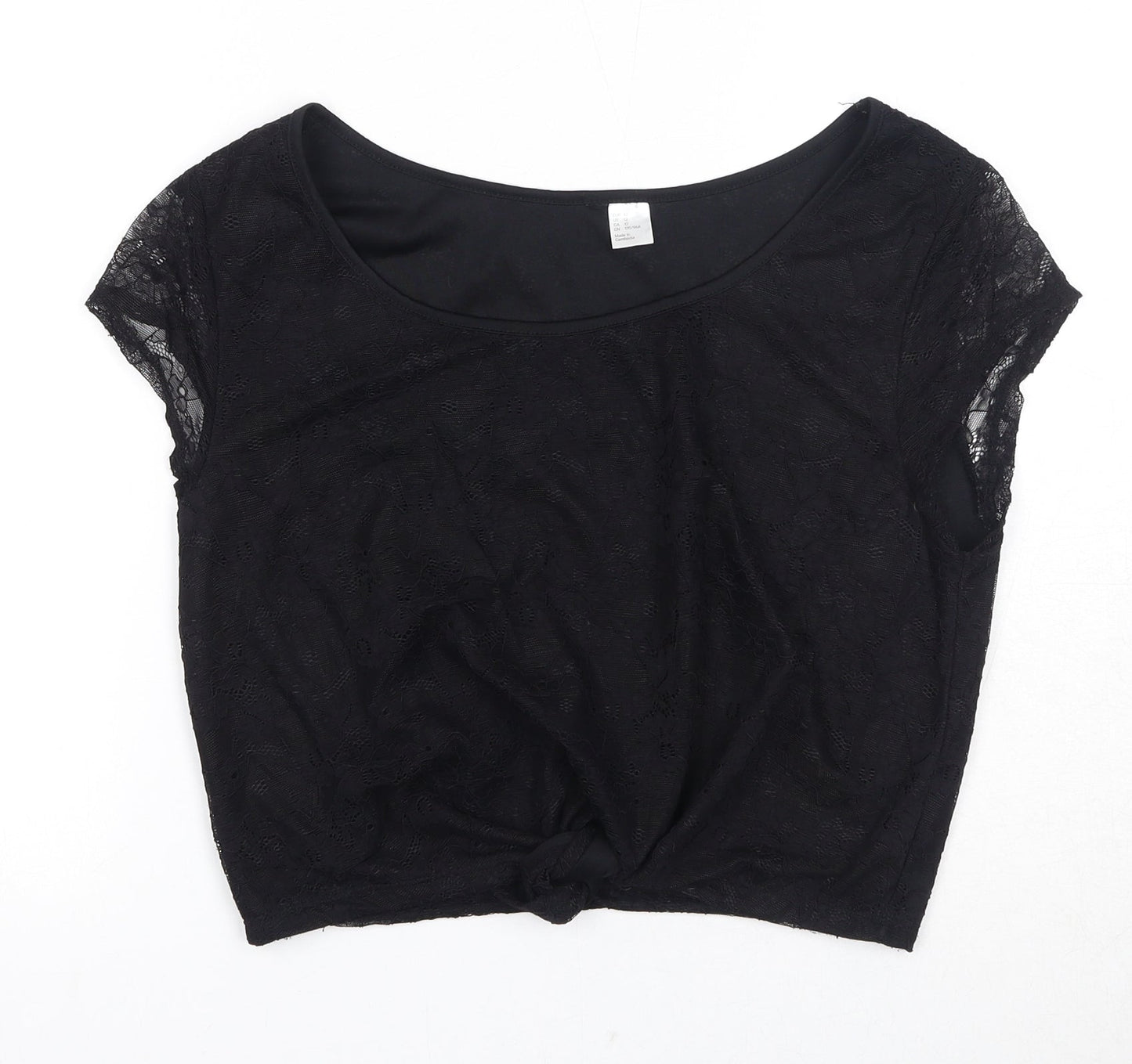 Womens UK Size 14 H&M Black Basic T-Shirt