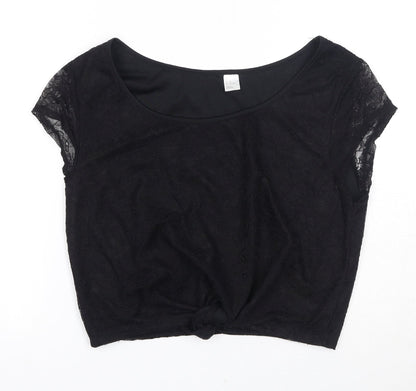 Womens UK Size 14 H&M Black Basic T-Shirt