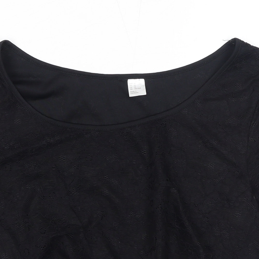 Womens UK Size 14 H&M Black Basic T-Shirt
