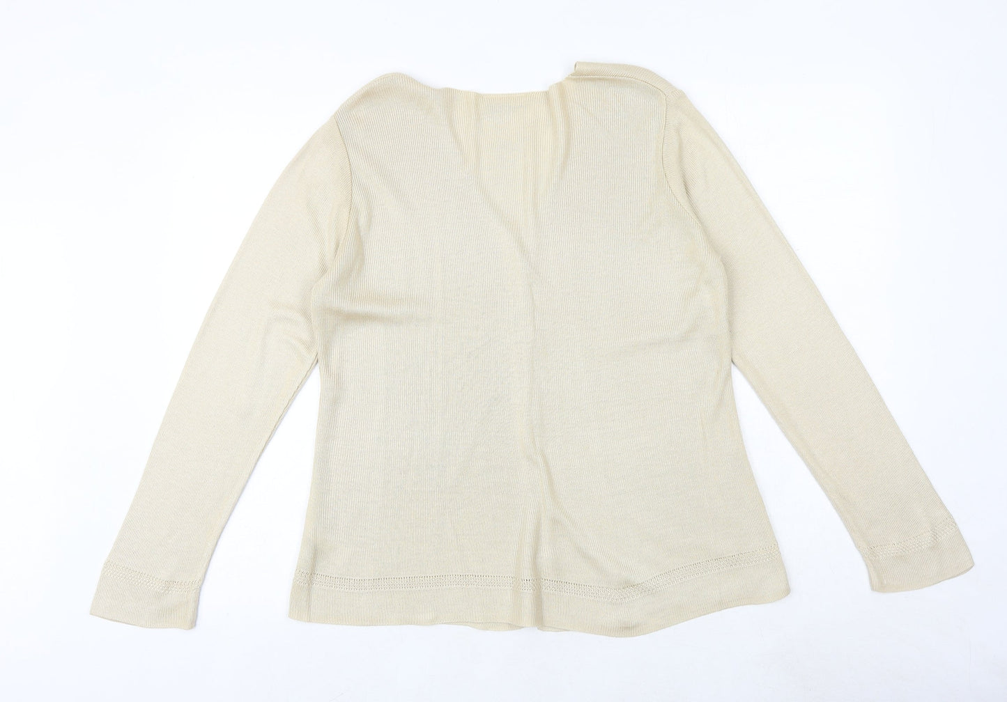 BHS Womens Beige V-Neck Acrylic Cardigan Jumper Size 14