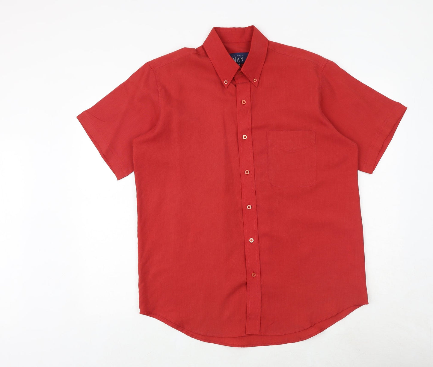 Mens UK Size M Premier Man Red  Button-Up Short Sleeve Casual Shirt