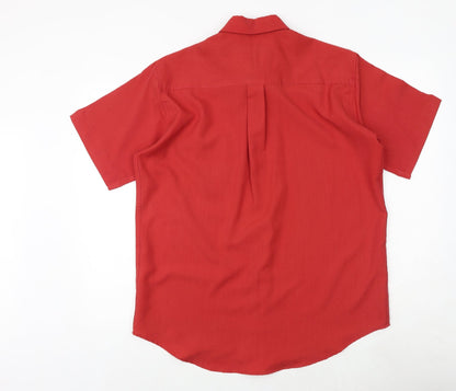 Mens UK Size M Premier Man Red  Button-Up Short Sleeve Casual Shirt